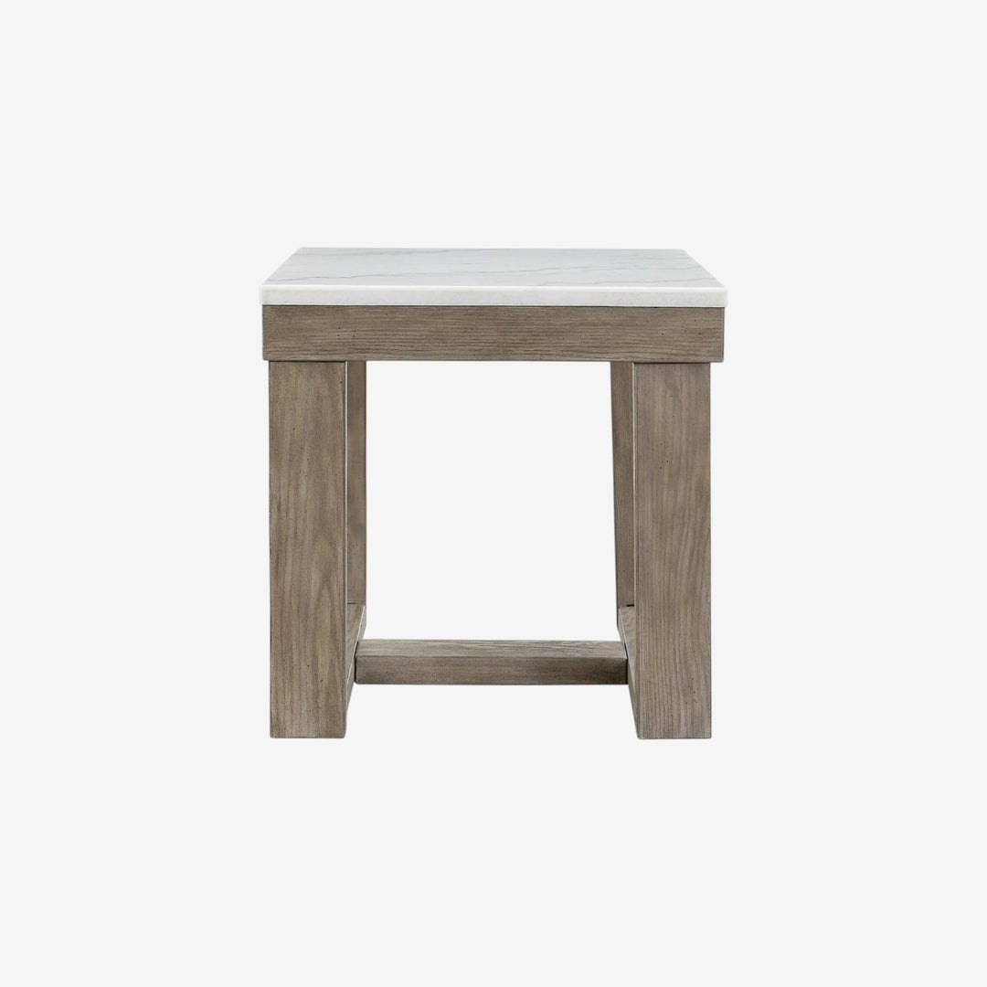 T789-2 Loyaska Wooden End Table With Marble Top - Brown/ Ivory | Signature Design By Ashley