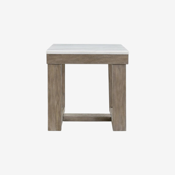 T789-2 Loyaska Wooden End Table With Marble Top - Brown/ Ivory | Signature Design By Ashley