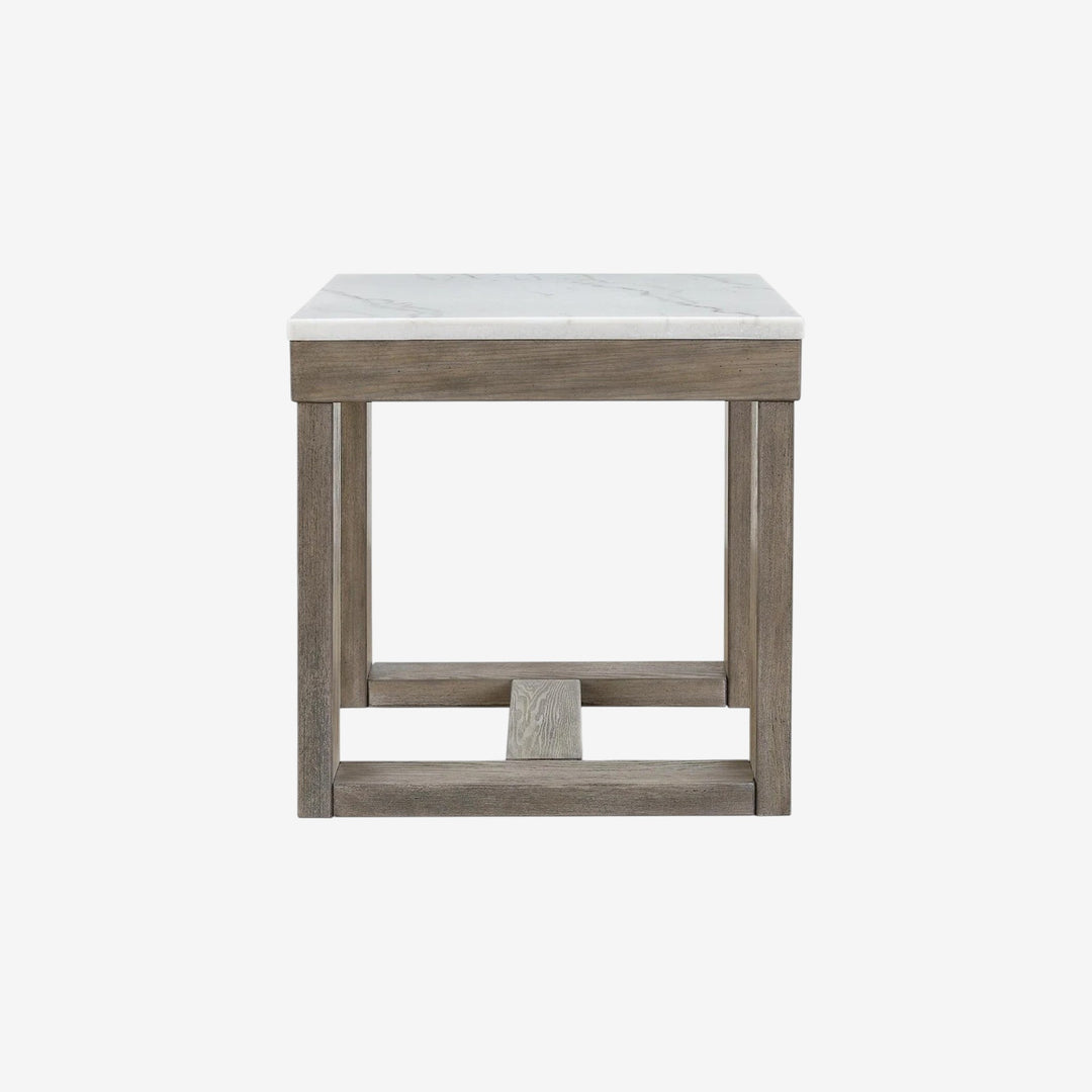 T789-2 Loyaska Wooden End Table With Marble Top - Brown/ Ivory | Signature Design By Ashley