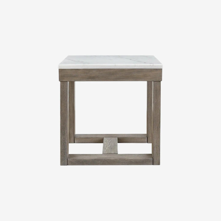 T789-2 Loyaska Wooden End Table With Marble Top - Brown/ Ivory | Signature Design By Ashley