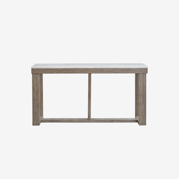 T789-4 Loyaska Wooden Sofa Table With Marble Top - Brown/ Ivory | Signature Design By Ashley