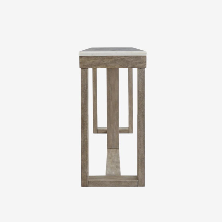 T789-4 Loyaska Wooden Sofa Table With Marble Top - Brown/ Ivory | Signature Design By Ashley