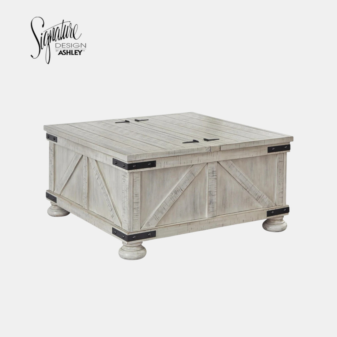 T929-20 Carynhurst Hinged Lift Top Coffee Table - Whitewash | Signature Design By Ashley