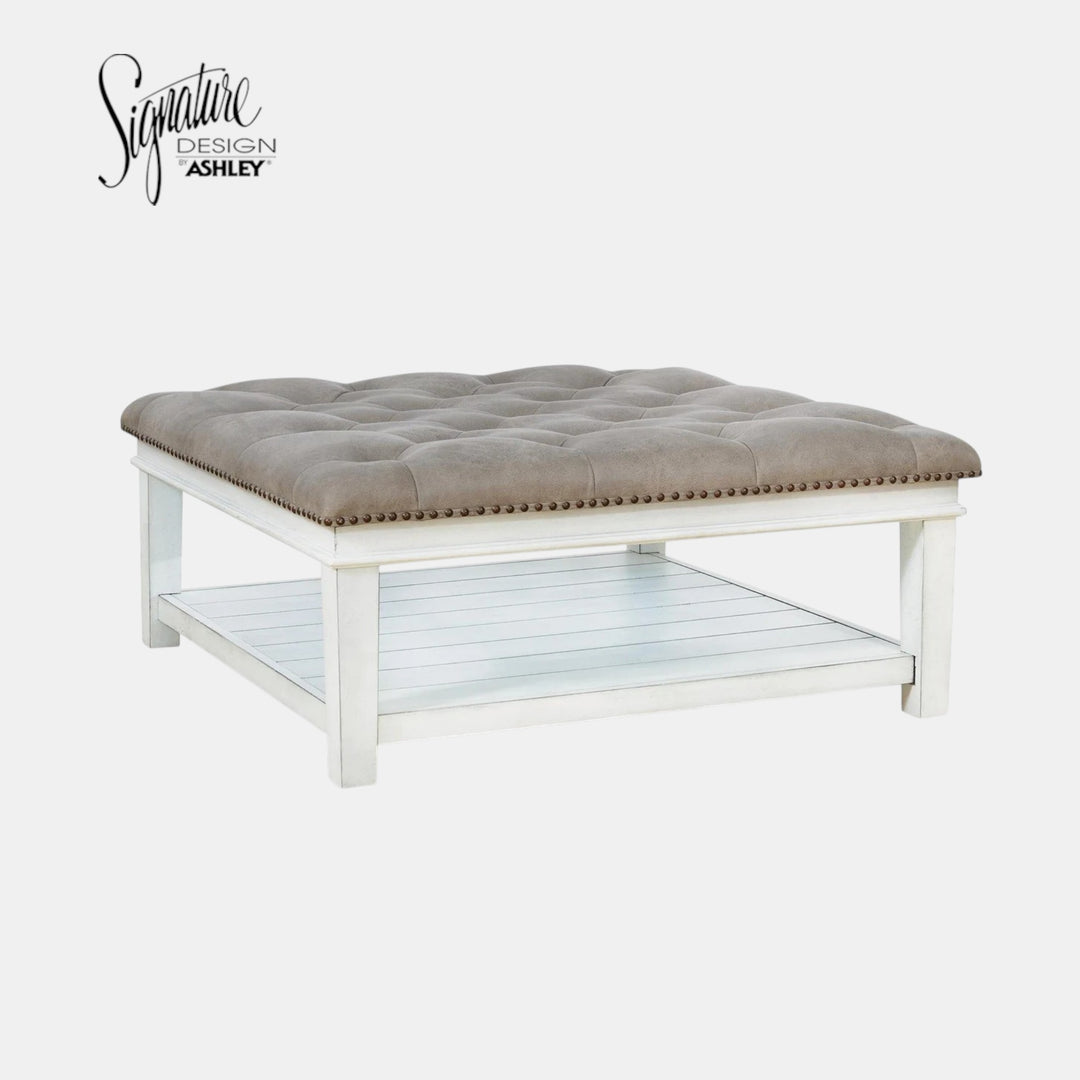 T937-21 Kanwyn Upholstered Ottoman Coffee Table - Grayish Brown/ White | Signature Design By Ashley