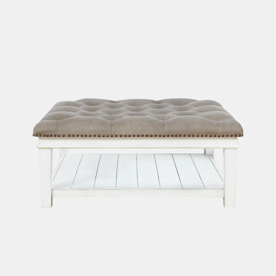 T937-21 Kanwyn Upholstered Ottoman Coffee Table - Grayish Brown/ White | Signature Design By Ashley