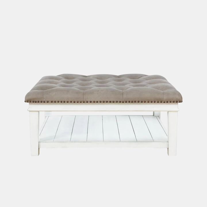 T937-21 Kanwyn Upholstered Ottoman Coffee Table - Grayish Brown/ White | Signature Design By Ashley
