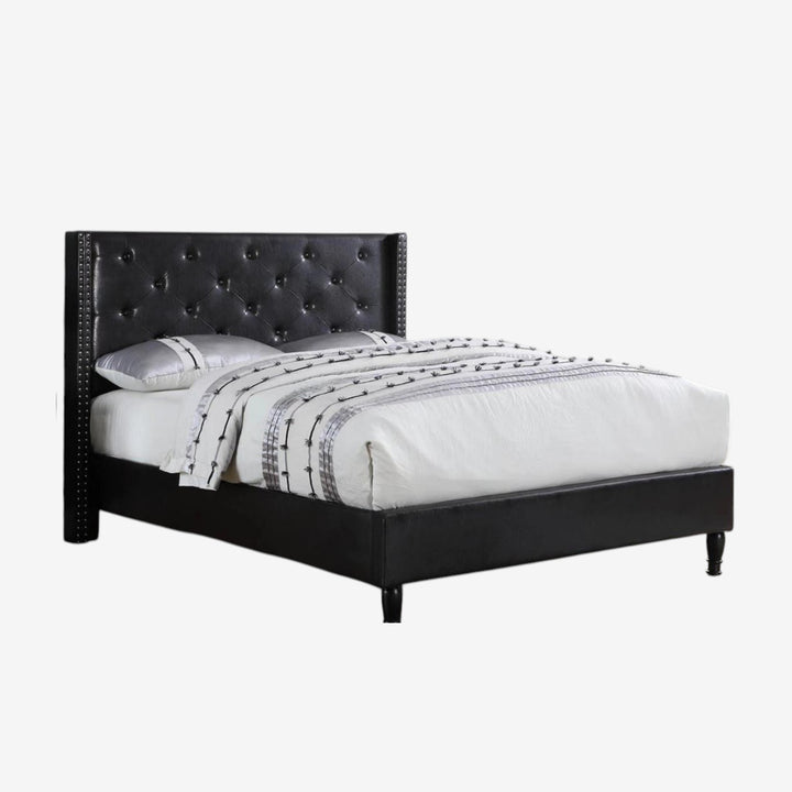 Malibu PU Upholstered Platform Bed Frame - Black
