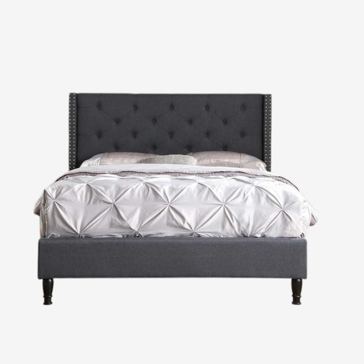Malibu Fabric Upholstered Platform Bed Frame - Dark Grey