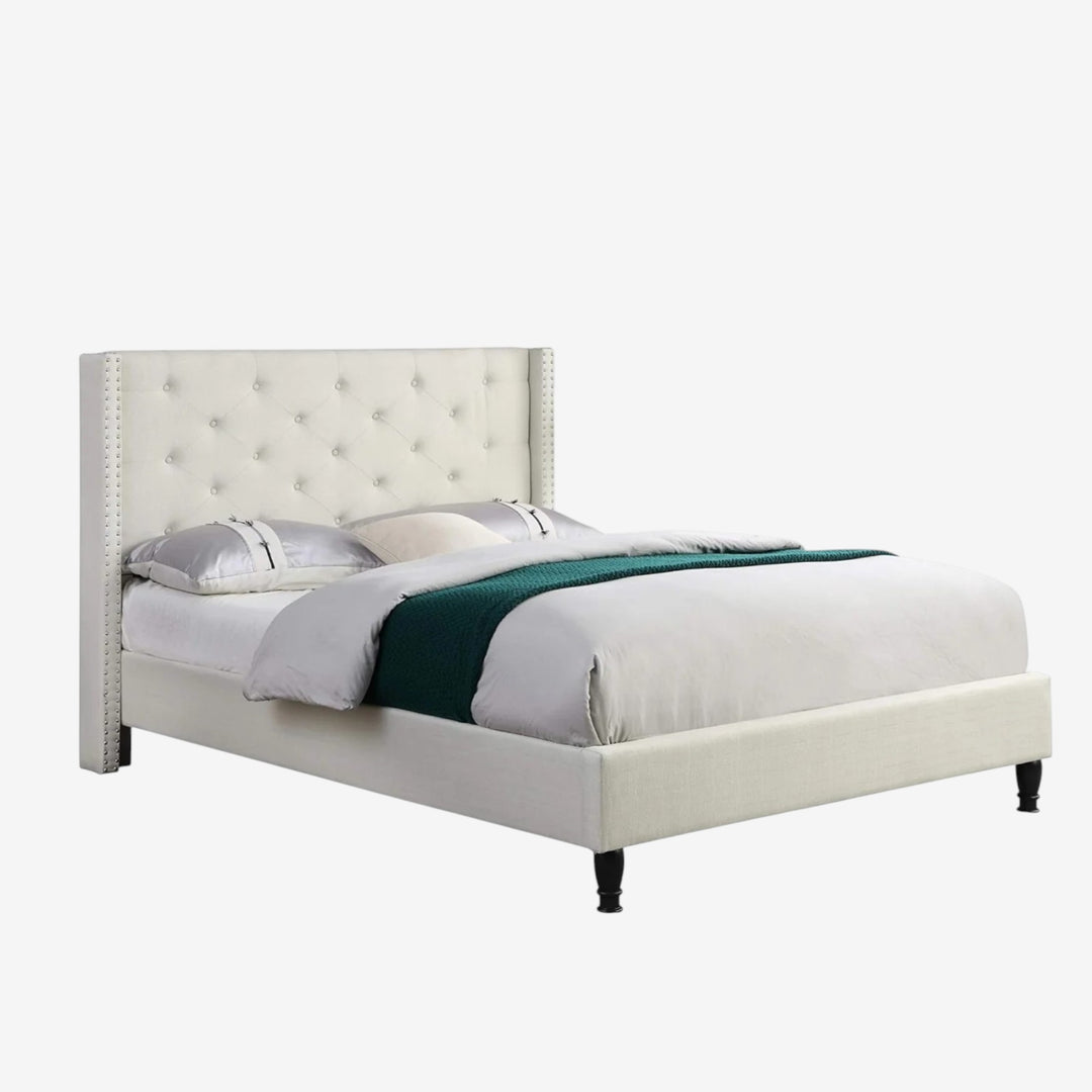 Malibu Fabric Upholstered Platform Bed Frame - Beige
