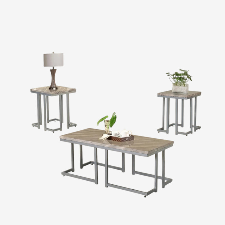 Camden 3-Piece Occasional Table Set - Grey/ Pewter