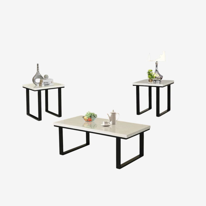 Empire 3-Piece Occasional Table Set - White/ Black