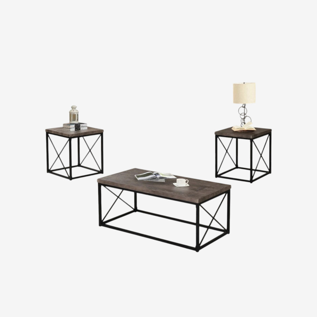 Venice 3-Piece Occasional Table Set - Grey/ Black