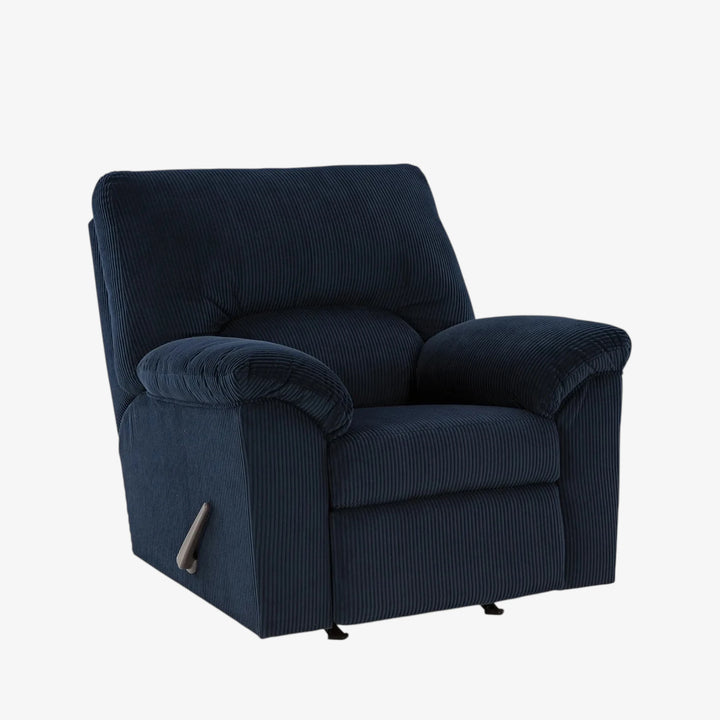 2420525 SimpleJoy Rocker Recliner Chair In Fabric Upholstery - Navy | Signature Design By Ashley