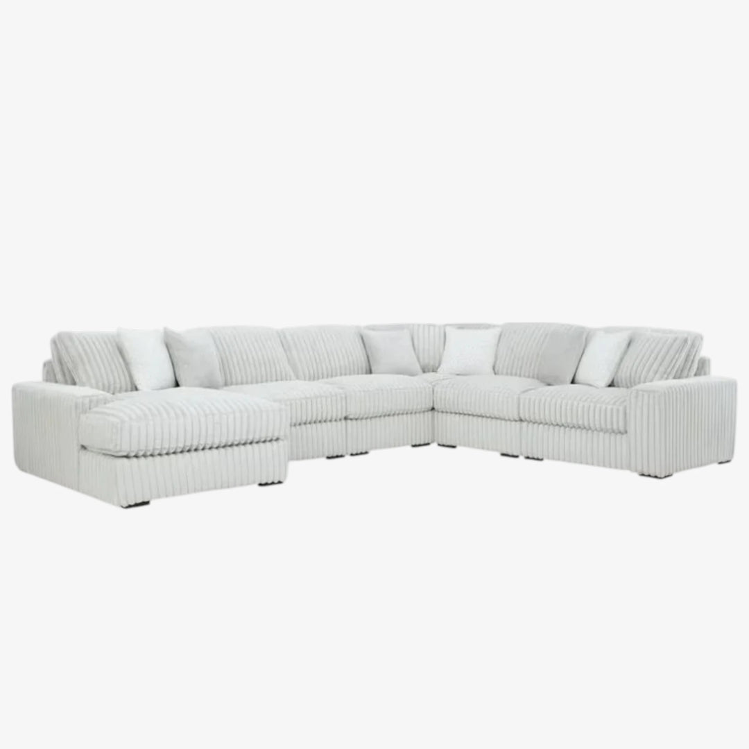 Stupendous 6-Piece Fabric Upholstered Sectional Sofa With Chaise - Alloy | Signature Design By Ashley