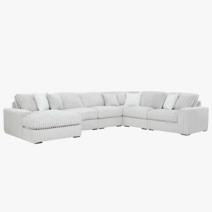 Stupendous 6-Piece Fabric Upholstered Sectional Sofa With Chaise - Alloy | Signature Design By Ashley