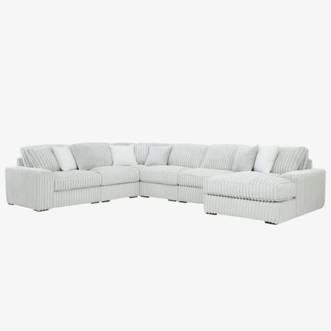Stupendous 6-Piece Fabric Upholstered Sectional Sofa With Chaise - Alloy | Signature Design By Ashley