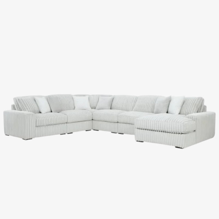Stupendous 6-Piece Fabric Upholstered Sectional Sofa With Chaise - Alloy | Signature Design By Ashley