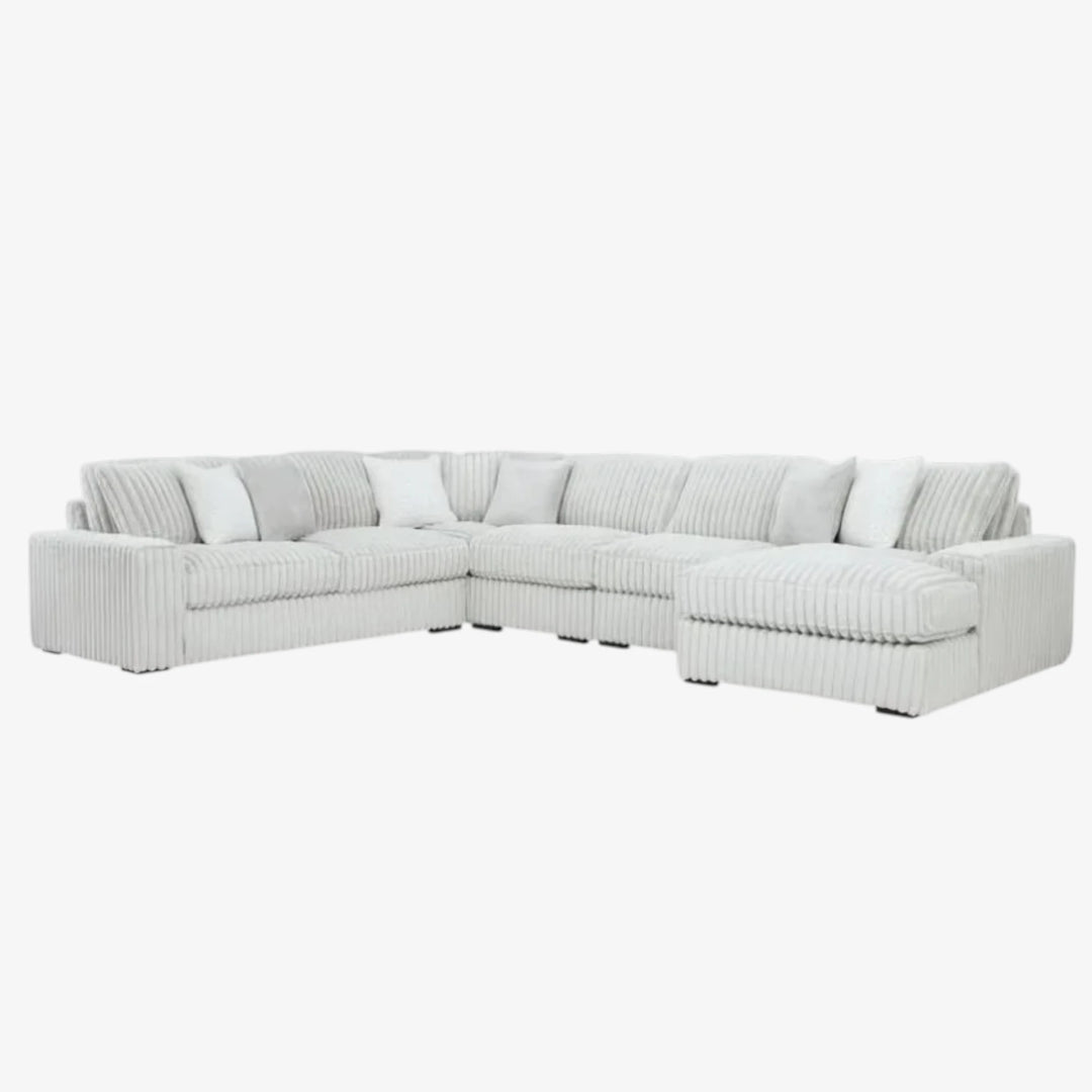 Stupendous 5-Piece Fabric Upholstered Sectional Sofa With Chaise - Alloy | Signature Design By Ashley
