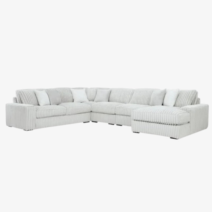 Stupendous 5-Piece Fabric Upholstered Sectional Sofa With Chaise - Alloy | Signature Design By Ashley