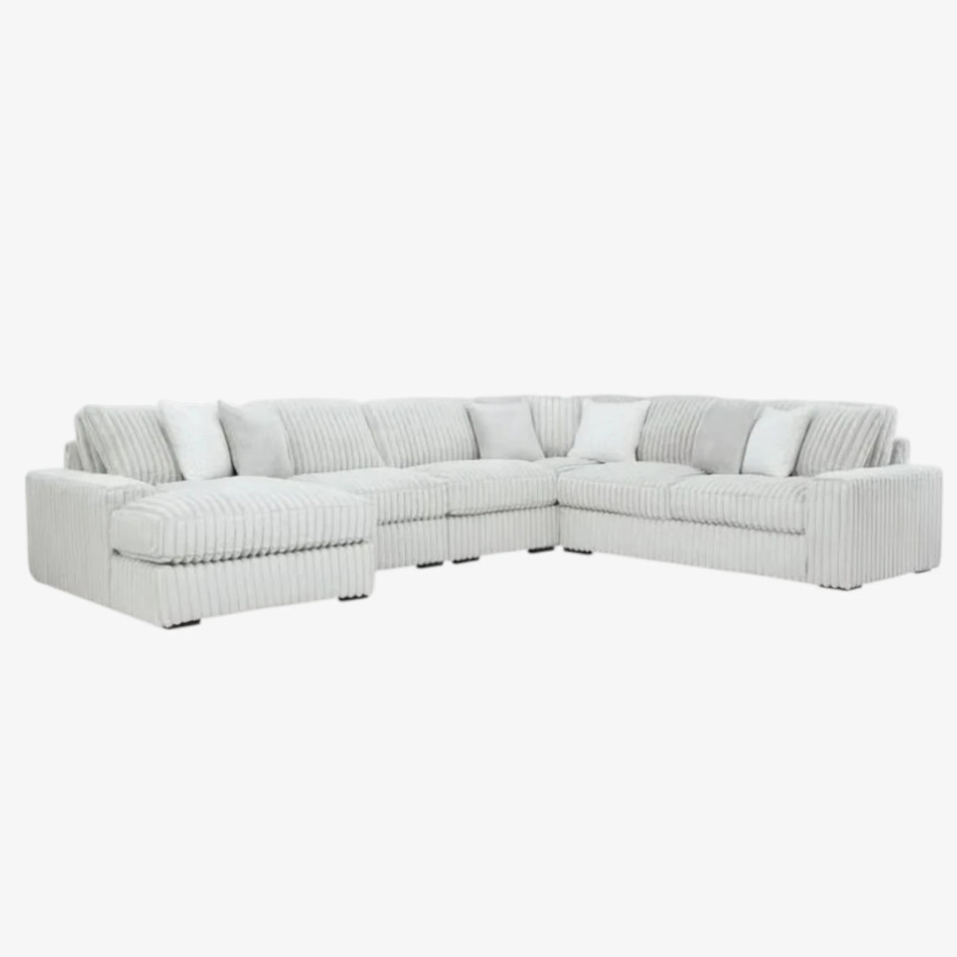 Stupendous 5-Piece Fabric Upholstered Sectional Sofa With Chaise - Alloy | Signature Design By Ashley