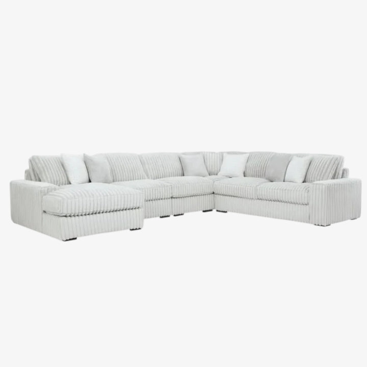 Stupendous 5-Piece Fabric Upholstered Sectional Sofa With Chaise - Alloy | Signature Design By Ashley