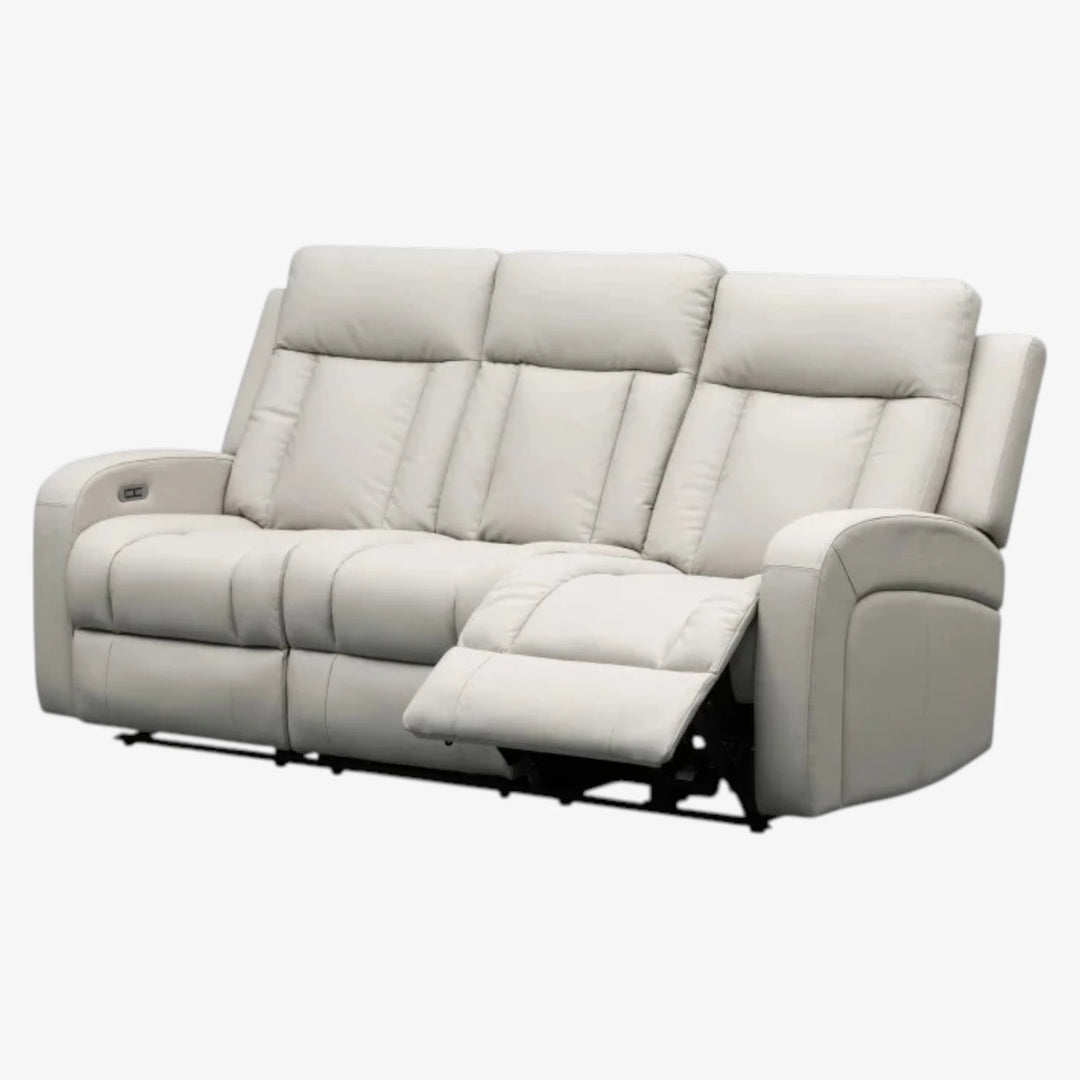 Sudex Beige Power Recliner Sofa in Top Grain Leather