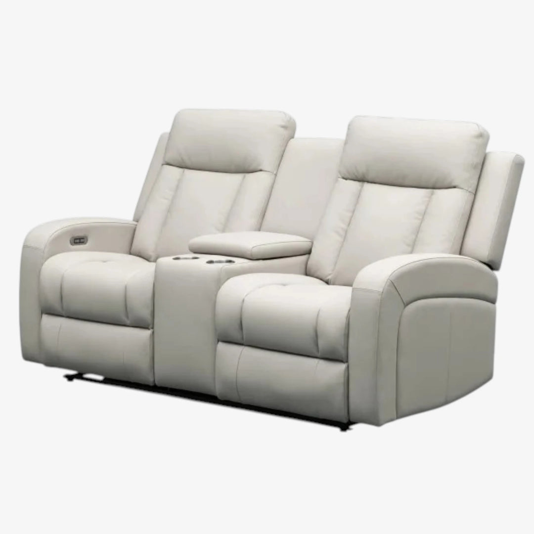 Sudex Beige Power Recliner Loveseat in Top Grain Leather