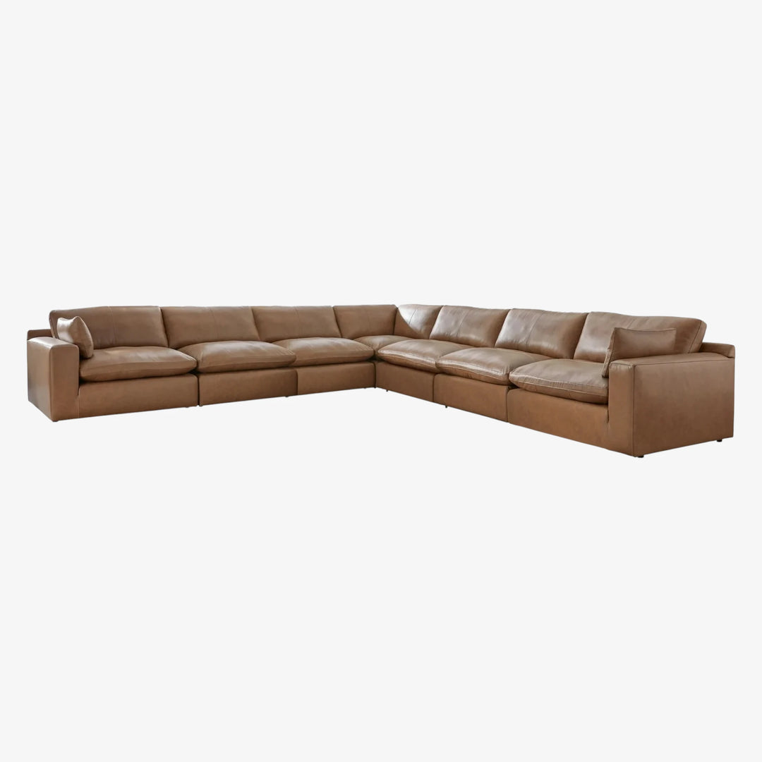 30901S6 Emilia 7-Piece Sectional Sofa In Leather Upholstery - Caramel | Signature Design By Ashley