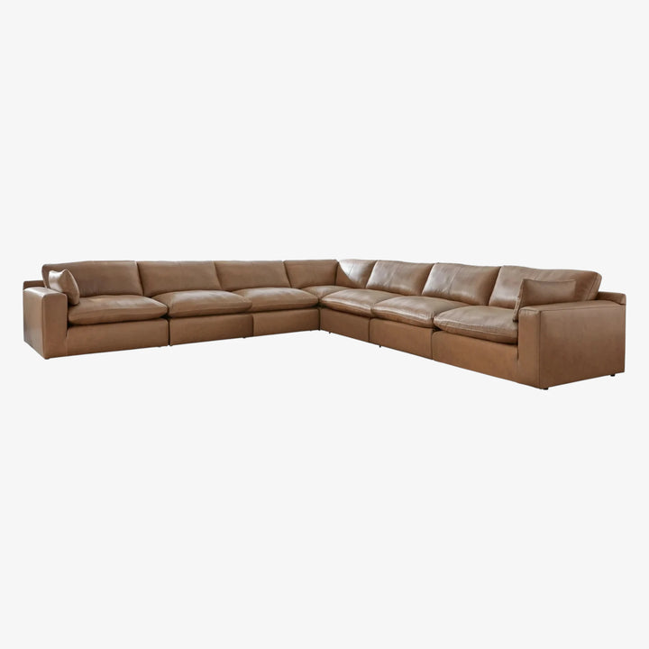30901S6 Emilia 7-Piece Sectional Sofa In Leather Upholstery - Caramel | Signature Design By Ashley