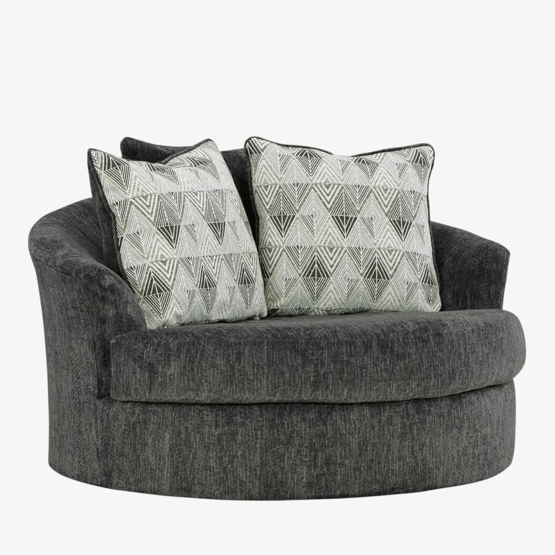 3550421 Biddeford Oversized Swivel Accent Chair In Fabric Upholstery - Shadow | Signature Design By Ashley