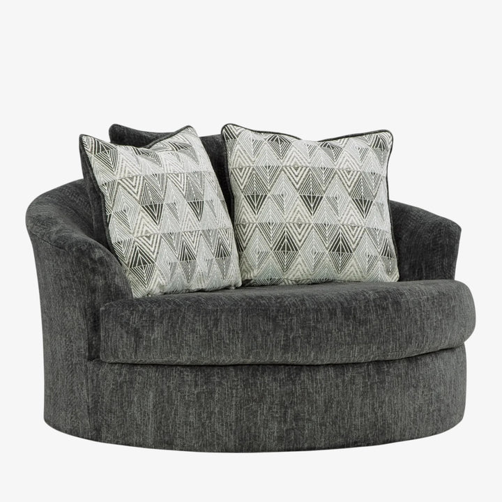 3550421 Biddeford Oversized Swivel Accent Chair In Fabric Upholstery - Shadow | Signature Design By Ashley