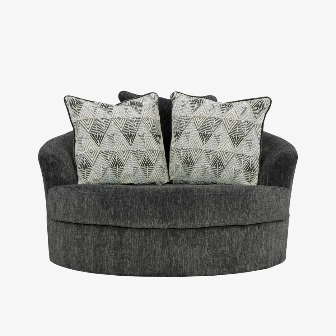3550421 Biddeford Oversized Swivel Accent Chair In Fabric Upholstery - Shadow | Signature Design By Ashley