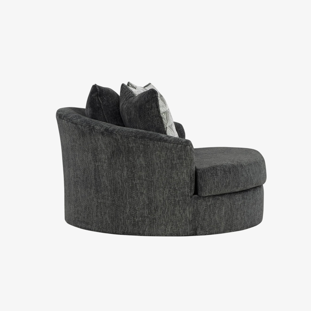 3550421 Biddeford Oversized Swivel Accent Chair In Fabric Upholstery - Shadow | Signature Design By Ashley