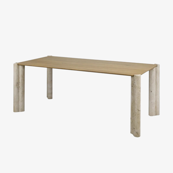 Serbi Solid Wooden Oak Dining Table With Rectangular Tabletop