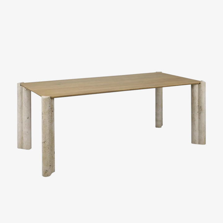 Serbi Solid Wooden Oak Dining Table With Rectangular Tabletop