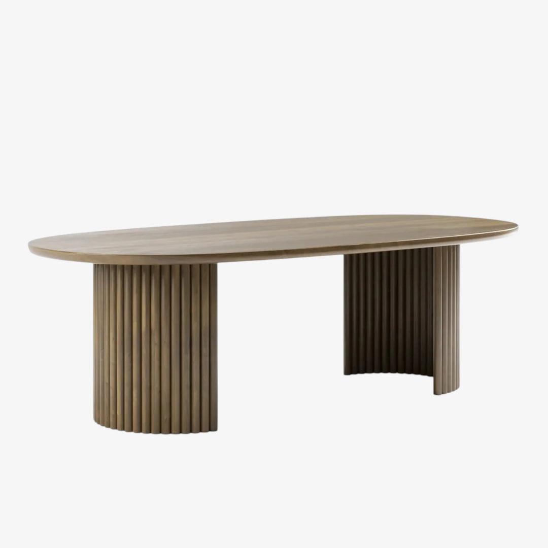 Harry Solid Wooden Walnut Dining Table With Tapered Tabletop