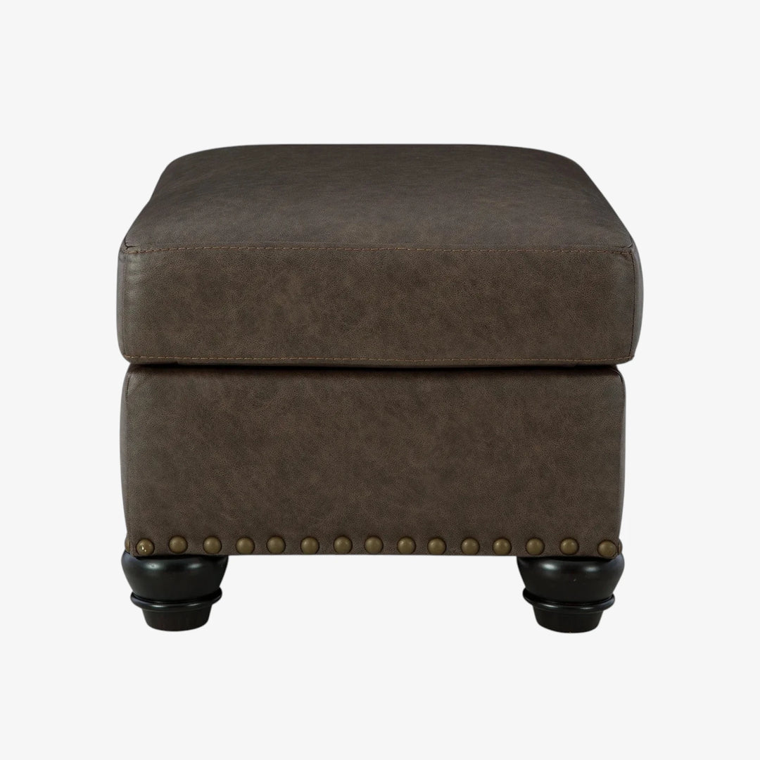 5550314 Roxmere Accent Ottoman In Faux Leather Upholstery - Umber | Benchcraft By Ashley
