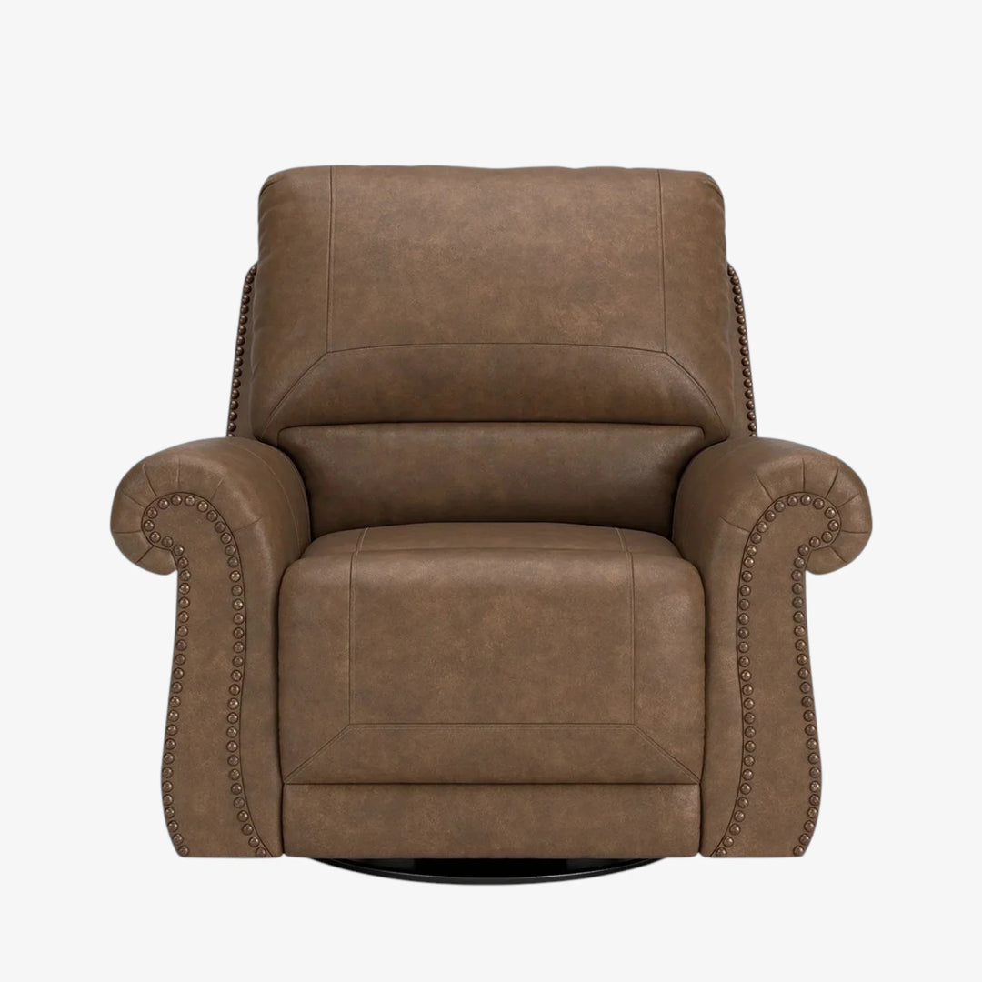PC5590261 Chasemore Swivel Glider Recliner Chair In Faux Leather Upholstery - Earth | Signature Design By Ashley