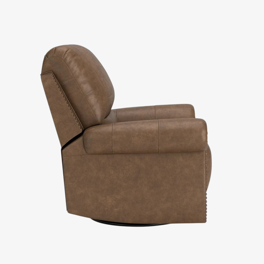 PC5590261 Chasemore Swivel Glider Recliner Chair In Faux Leather Upholstery - Earth | Signature Design By Ashley