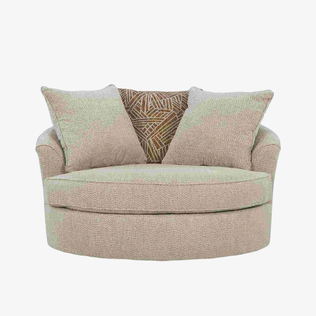 6670421 Steelwater Retreat Oversized Swivel Accent Chair In Fabric Upholstery - Latte | Benchcraft By Ashley