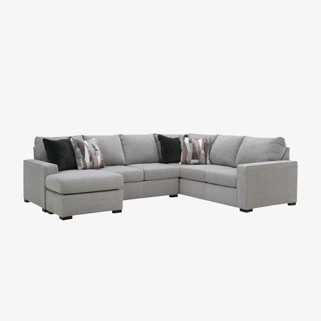 Lakepoint 2-Piece Fabric Upholstered Sectional Sofa With Chaise - Nickel | Benchcraft By Ashley