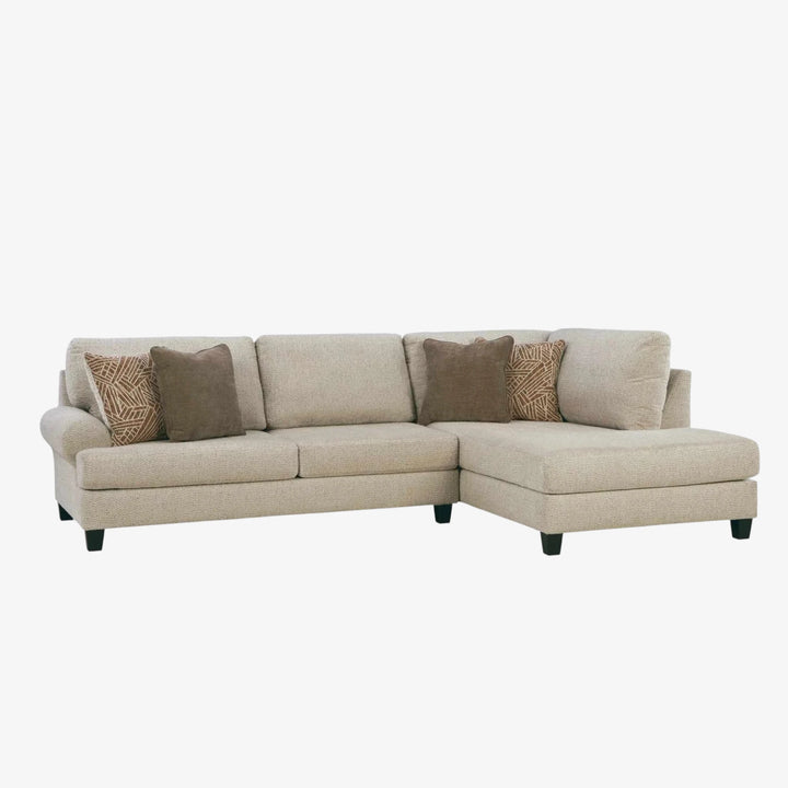 Steelwater Retreat 2-Piece Fabric Upholstered Sectional Sofa With Chaise - Latte | Benchcraft By Ashley