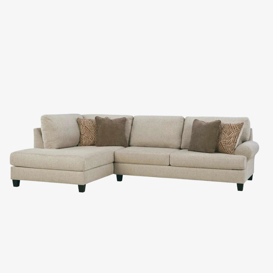 Steelwater Retreat 2-Piece Fabric Upholstered Sectional Sofa With Chaise - Latte | Benchcraft By Ashley