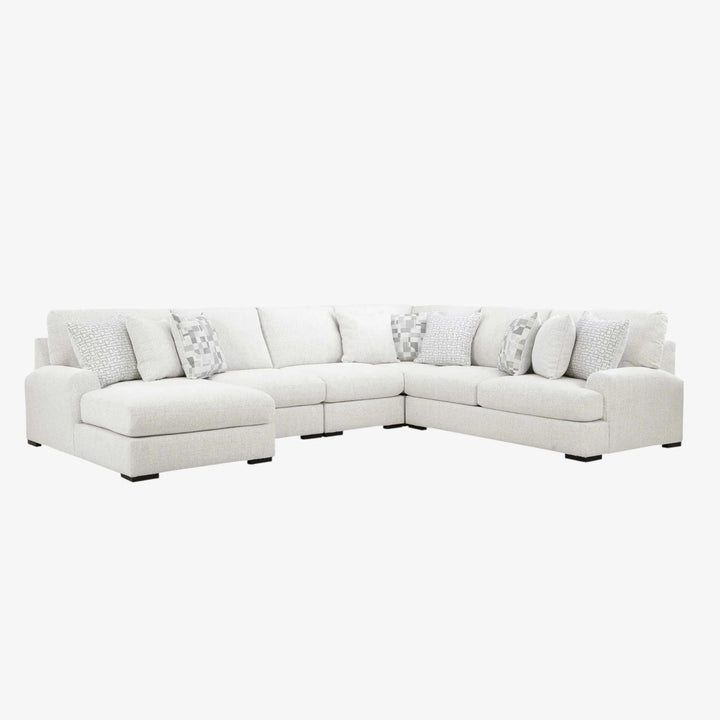 Misty-lakes 5-piece Fabric Upholstered Sectional Sofa With Chaise - Chalk | Signature Design By Ashley