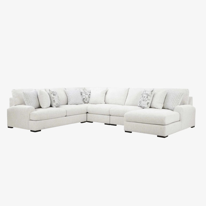 Misty-lakes 5-piece Fabric Upholstered Sectional Sofa With Chaise - Chalk | Signature Design By Ashley