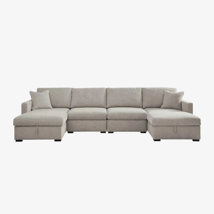 68605S62 Modmax Luxe 4-Piece Fabric Upholstered Sectional Sofa With Dual Storage Chaise - Flint | Benchcraft By Ashley