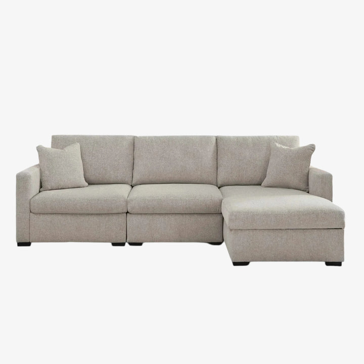 Modmax Luxe 3-Piece Fabric Upholstered Sectional Sofa With Storage Chaise - Flint | Benchcraft By Ashley