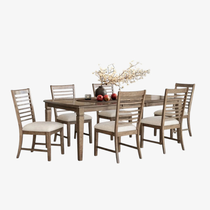 Zulia 7-Piece Walnut Dining Table Set With Extension Leaf