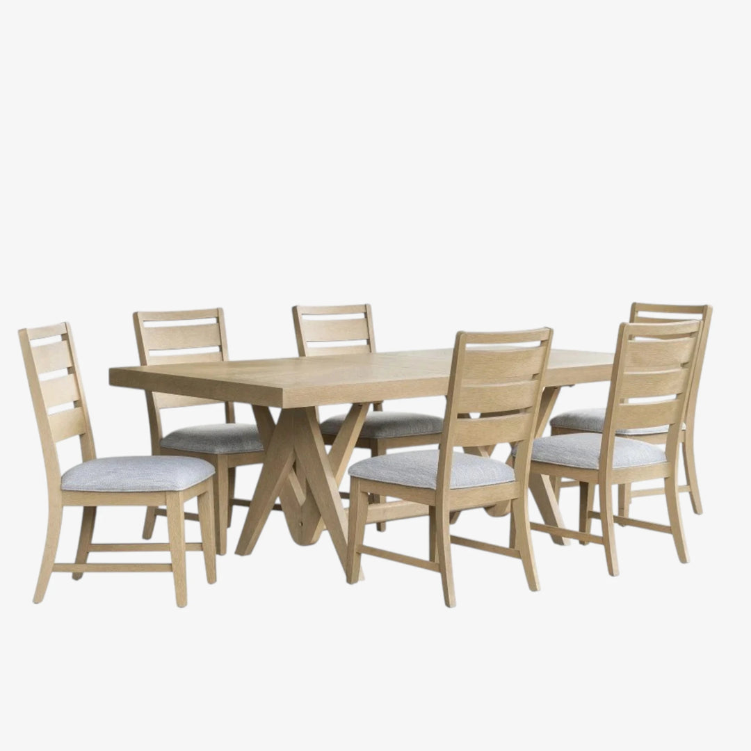Zidane 7-Piece Natural Dining Table Set With Extension Leaf