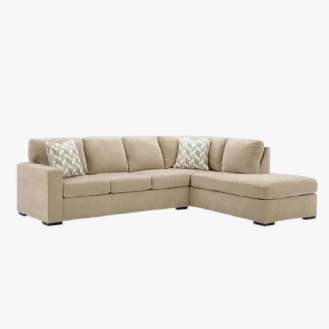 Bridgepoint 2-Piece Fabric Upholstered Sectional Sofa With Chaise - Almond | Signature Design By Ashley